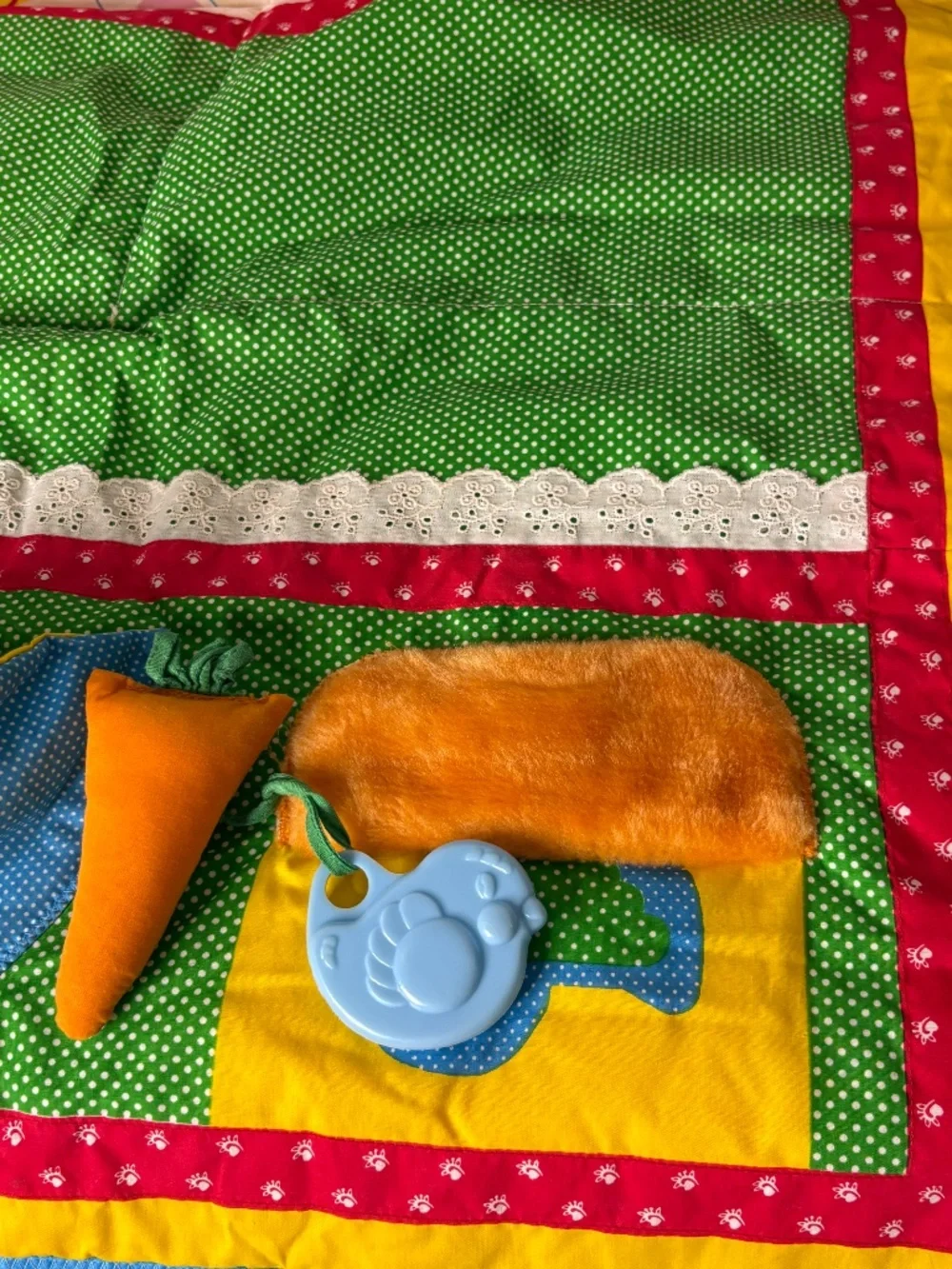 Vintage 1985 Playskool Fold N Go Activity Quilt Mat Baby Toddler Toy 1980s